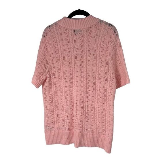 Torrid Pink Pointelle Pullover Short Sleeve Sweater  Sz 1 XL 14 16 Women’s - Picture 3 of 8